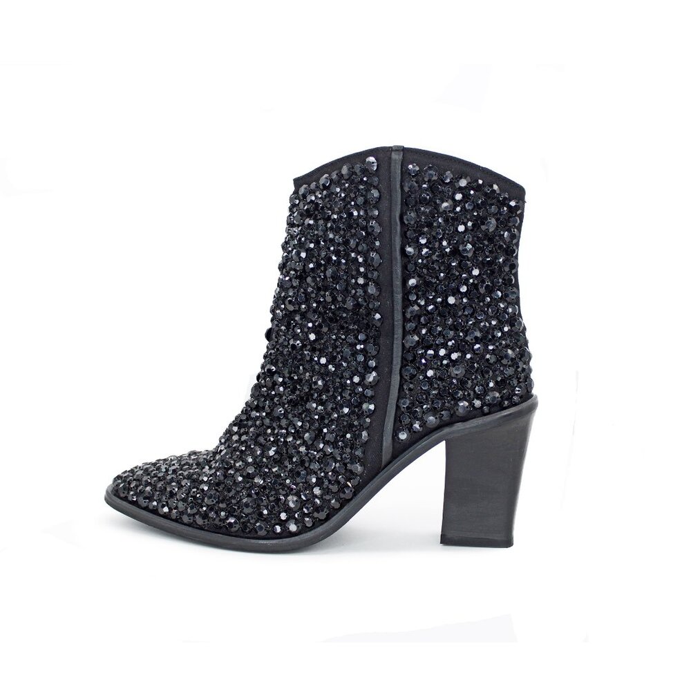 Free People 'Barclay' Backstage Black Rhinestone Sequin Ankle Boots: Size 41